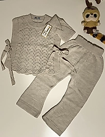 Kız bebek üçlü triko takım